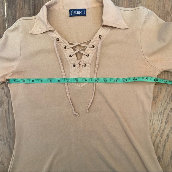 Garage 90s Y2K Beige Lace-Up Top - Picture 12 of 14